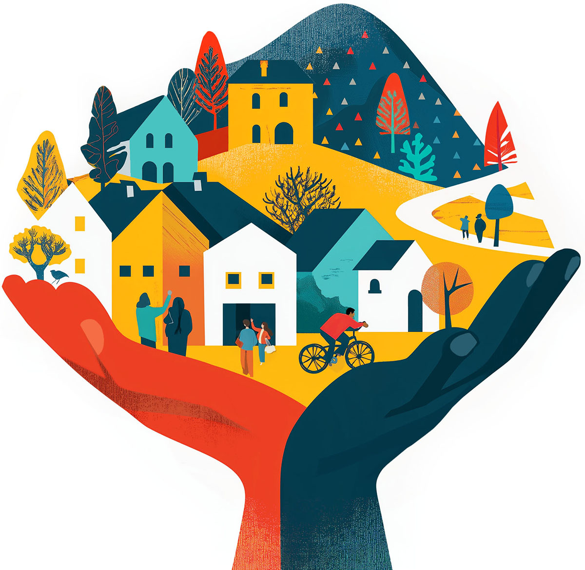 Community hands illustration